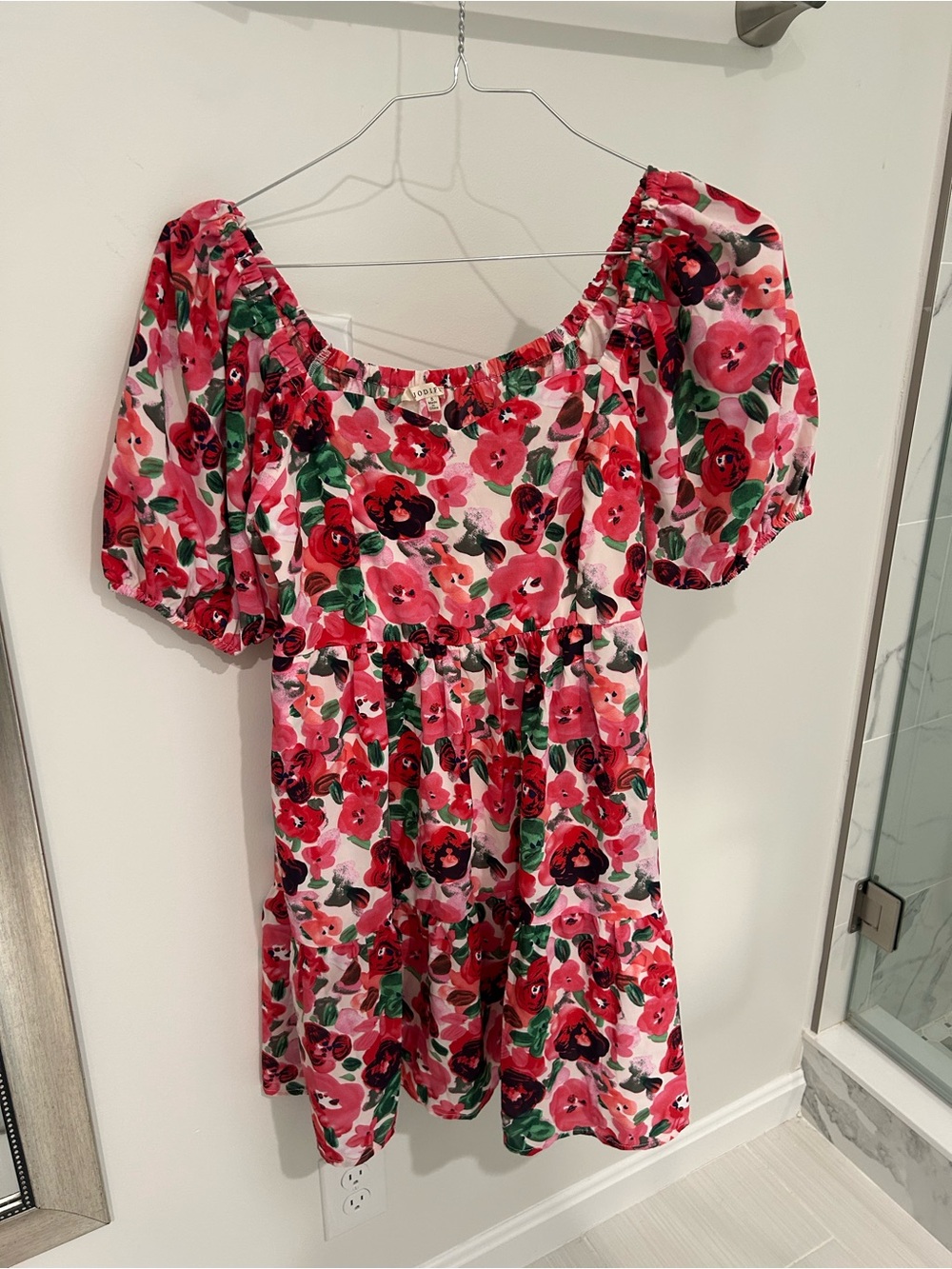Pinkblush Pink Red Floral Puff Sleeve Dress